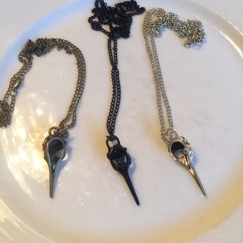 π Awesome raven bird skeleton skull necklace available in various colors π - Picture 4 of 4